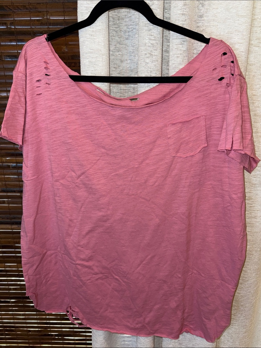 Relaxed Pink Short-Sleeve Tee with Pocket